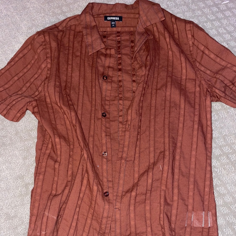 oversized brown button up